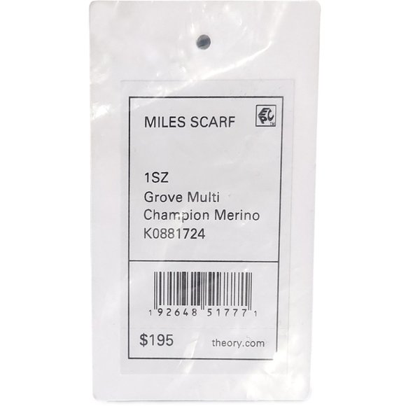 Theory Miles K0881724 Grove Multi Green Wool Men Women 1SZ Scarf - Picture 5 of 5